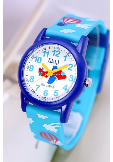 Q&q Qcg9918 Mavi Uçak Havacılık Su Geçirmez Erkek Çocuk Kol Saati