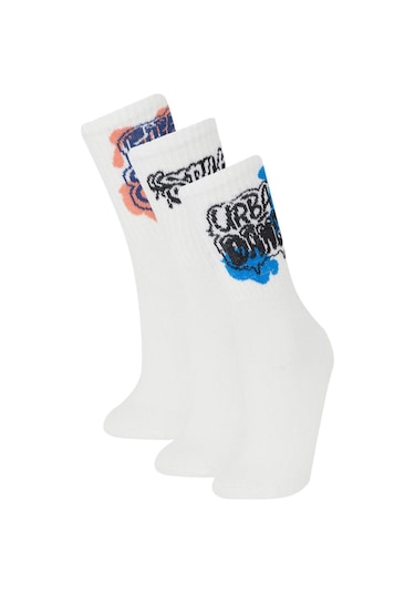 DeFacto Erkek Çocuk Rahat Lastikli 3'lü Pamuklu Uzun Çorap E5524A8NSWT1