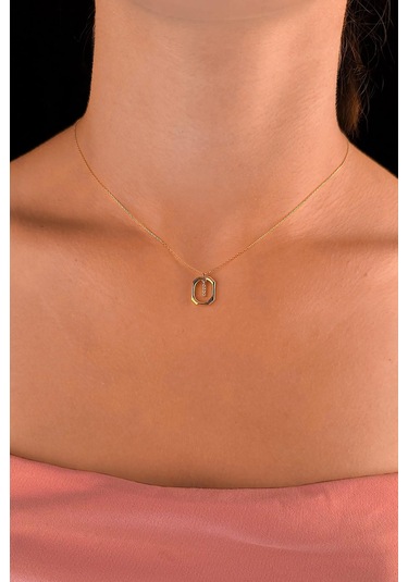 14 Ayar Altın Taşlı I Harfli Kolye 001