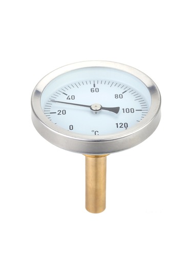 Hangfox Sıvı Sıcaklık Ölçer 0-120 C - Alüminyum Kasa, 63mm Gösterge, 1/2 Bsp Vida, Suya Dayanıklı, Yatay Montaj