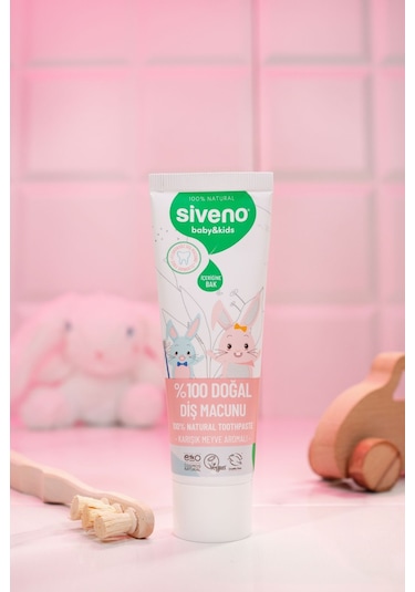 Siveno %100 Doğal Diş Macunu Bebek - Çocuk İçin Karışık Meyve Aromalı Florürsüz 50 ml