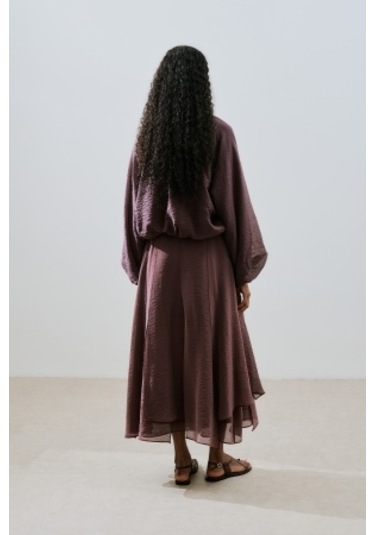 Balon Form Kısa Bluz Bordo Bordo