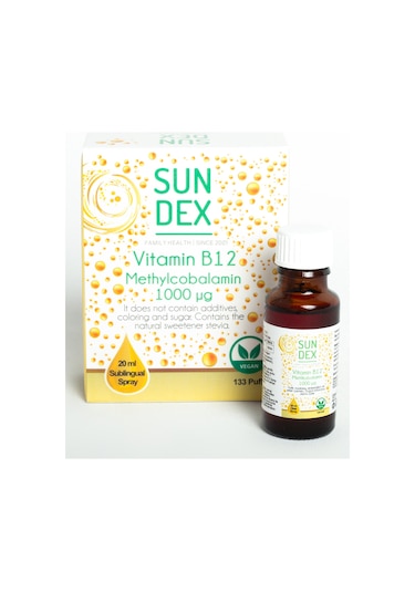SUNDEX Vitamin B12 Metilkobalamin 1000 µg 20 ML Dilaltı Sprey