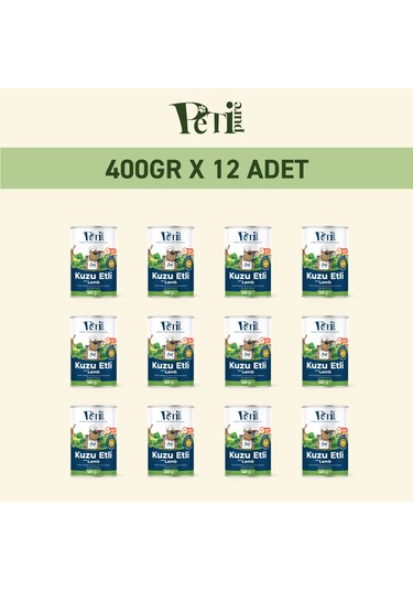 Kuzu Etli Yaş Konserve Yetişkin Köpek Maması, Jöle İçinde Parça Etli, 400 Gr X 12 Adet