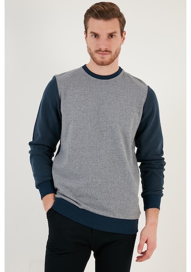 Buratti Pamuklu Regular Fit Bisiklet Yaka Erkek Sweat 5905041 Indigo