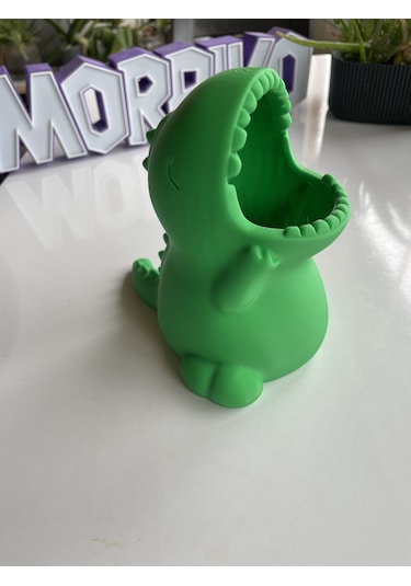 Sevimli T-rex Dinozor Kalemlik - 15 Cm Yeşil