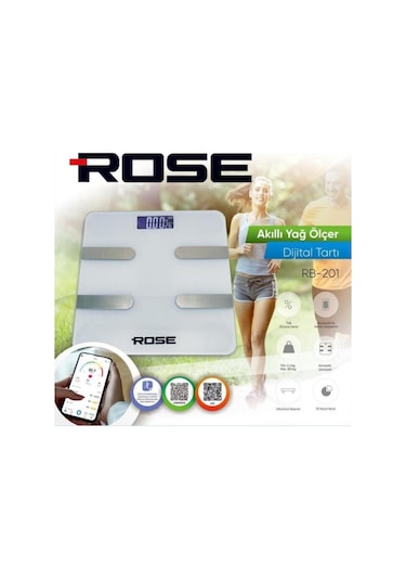 Rose Akıllı Yağ Ölçer Dijital Tartı - Beyaz