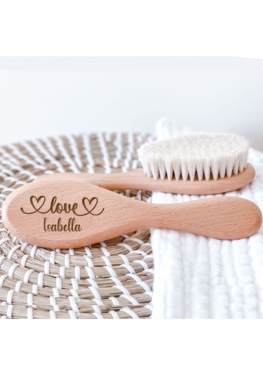 Kişiselleştirilmiş Bebek Saç Fırçaları Özel Ad Ahşap Yenidoğan Saç Fırçası Bebek Tarak Fırça Doğum/vaftiz/doğum Günü Bebek Hediyeleri