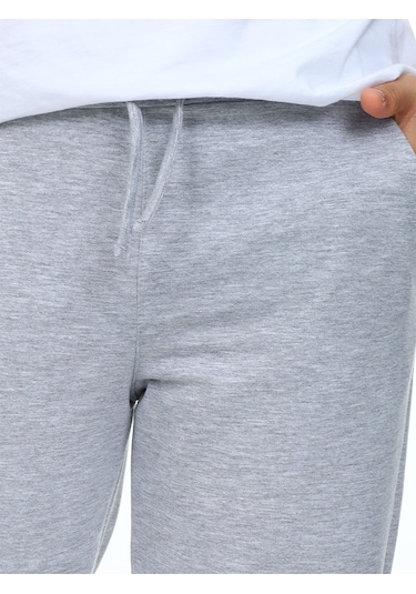 Denokids Unisex Kız Erkek Çocuk Gri Melanj Basic Eşofman Altı Renkli Gri Melanj