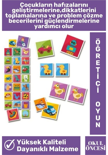 Preschool Eğitici Öğretici Zeka Hafıza Geliştirici Okul Öncesi Eğlenceli Eşleştirme Hafıza Oyunu