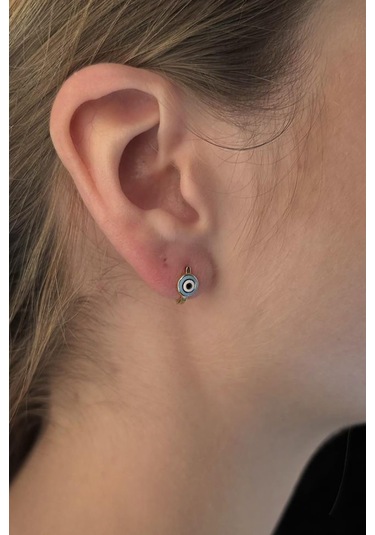 14 Ayar Altın Nazarlık Detaylı Küpe 001