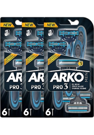 Arko Men T3 18 Adet 3 Bıçaklı Tıraş Bıçağı