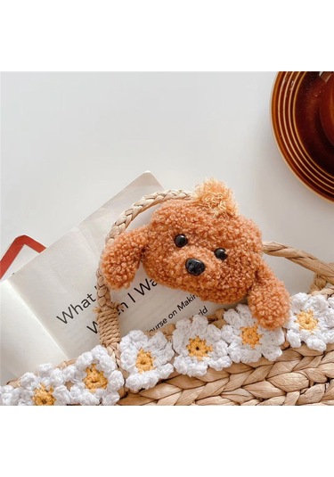 Apple Airpods Pro 1. / 2. Nesil İle Uyumlu Kılıf Kalp Leopar Taş Kiraz Desenli Fiyok Tutmalı Kılıflar Kahverengi