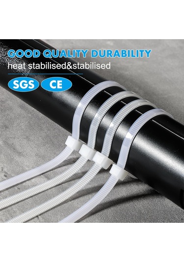 Beyaz Zip Bağları 12 İnç 100 Paket Açık Gerilme Mukavemeti 50 Lbs Uv Dirençli