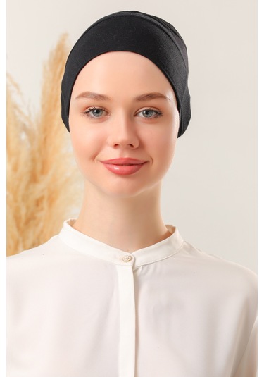 Melodi Scarf Tesettür Silikonlu Kaymaz Bone - Likralı Bağlamalı Bone - Sıkmayan Rahat Nefes Alan Kumaş Siyah