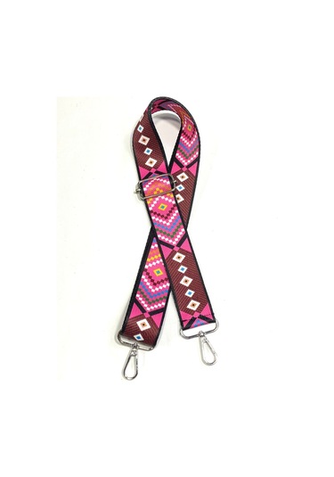 Karan Tuhafiye Otantik Desenli Çanta Sapı / Ayarlanabilir Palaska / Polyester Çanta Sapı Pembe