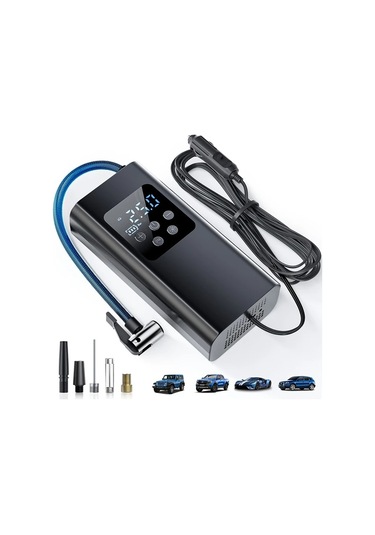 Primepickings Siyah Portable Kablolu Led Işıklı Şişirme Cihazı 150 Psı Hava Kompresörü 36v Araçlar Ve Yol Yardımı İçin