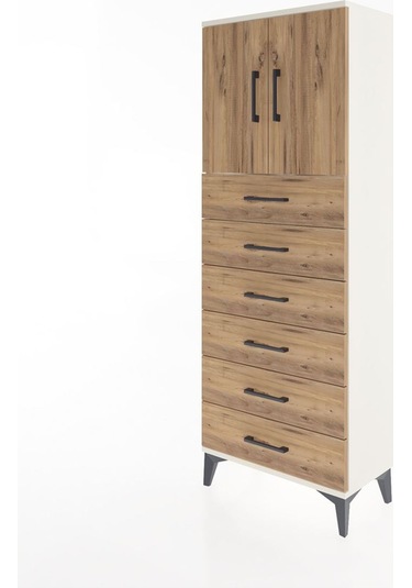 Arges Dolap 2 Raflı 6 Çekmeceli 2 Kapaklı 60x30x163 Aytaşı-çam Aytaşı