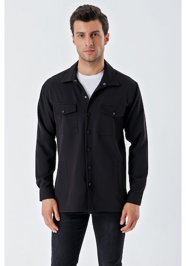 Bigdart 20193 Oversize Erkek Gömlek - Siyah 001