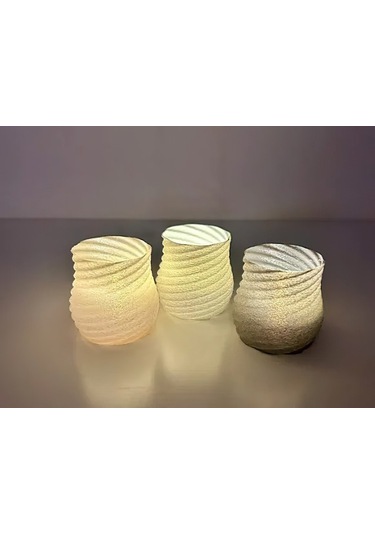 3lü Set Şamdan Led Mumluk Ufak Boy Konsol Yemek Masası Dekorasyon ŞEFFAF
