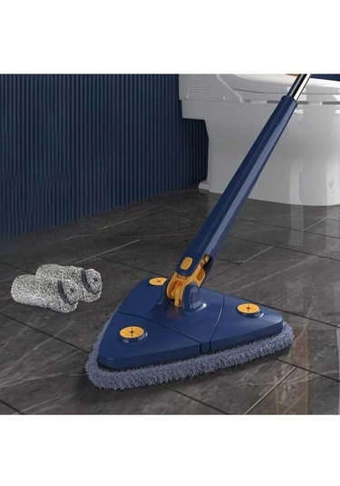 Tongxida Pratik Döner Üçgen Paspas - Kuru & Yumuşak Temizlik İçin 2'li Mikrofiber Bezli