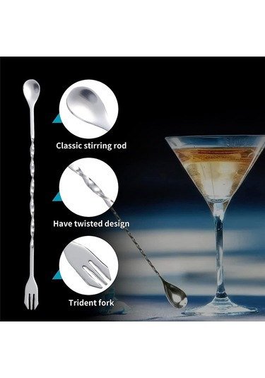 Lezzetli Mojitolar Yapmak İçin 2 Karıştırma Kaşığıyla Kokteyl Ezici Gümüş