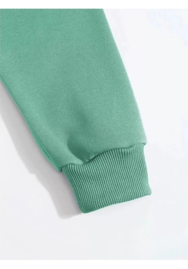 Erkek Düz Kapüşonlu Sweat - Mint Yeşili renkli Çok Renkli