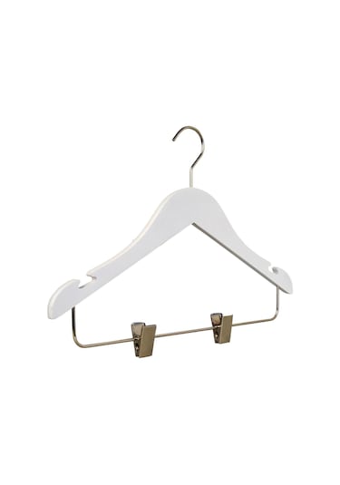 Nyn Ahşap 7-14 Yaş Mandallı Genç Çocuk Askısı Beyaz Renk 6 Adet