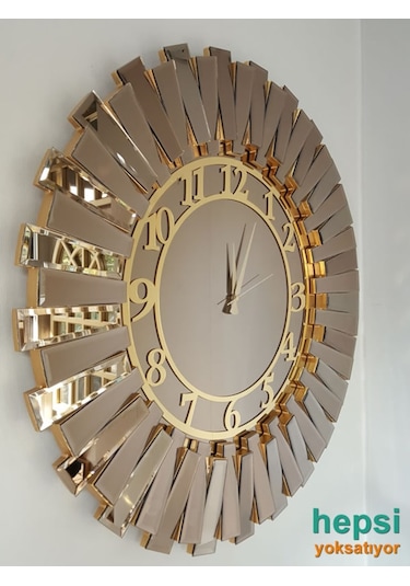 Güneş Golden Latin Bronze Altın Bronz 85 Cm Aynalı Duvar Saati