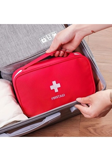 Hightower Kırmızı 1 Adet Portatif Seyahat İlk Yardım Çantası Hafif Kompakt Acil Durum İlaç Çantası
