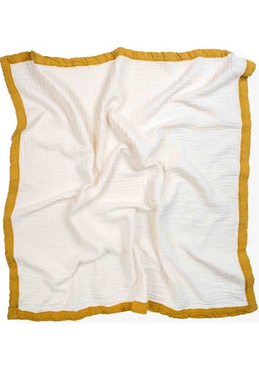 Cigit Kalın Biyeli Dört Kat Ham Battaniye 85x90 Hardal Hardal