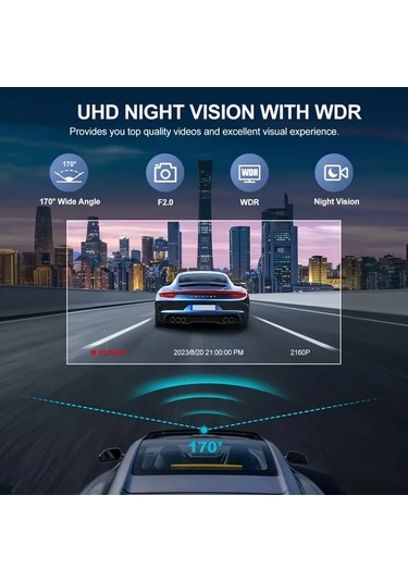 Xuweiwei 3 Channels 64gb Araç Dash Cam Ön Ve Arka Dahili Kamera Hd Gece Görüşü Döngü Kayıt Araç Dvr Siyah Kutu