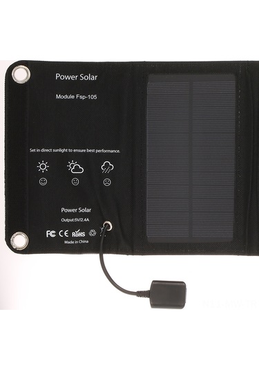 Moveevo Küçük Boy Fakat Güçlü 10w Güneş Enerjili Şarj Cihazı - Taşınabilir Katlanabilir Siyah Usb Telefon Şarj Aleti