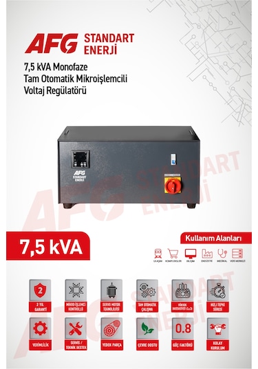 7.5 Kva Monofaze Tam Otomatik Mikroişlemcili Voltaj Regülatörü