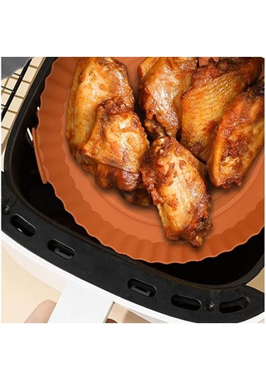 Buffer Renkli Isıya Dayanıklı Yıkanılabilir Silikon Fırın Ve Airfryer Yuvarlak Model Pişirme Matı 2 Çok Renkli