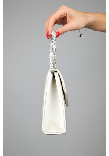 Luvishoes Monako Sedef Saten Taşlı Kadın El Çantası Sedef