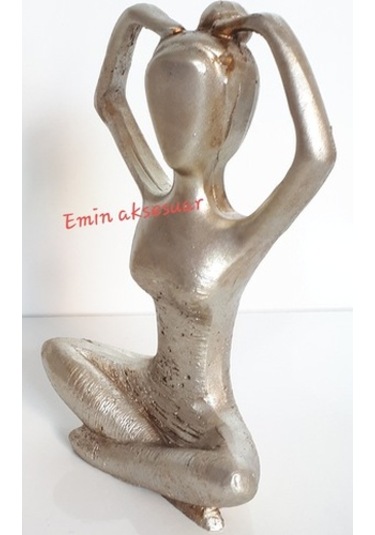 Yoga Yapan Kadın 3 Lü Set Küçük Dekoratif Hediyelik Obje Gri