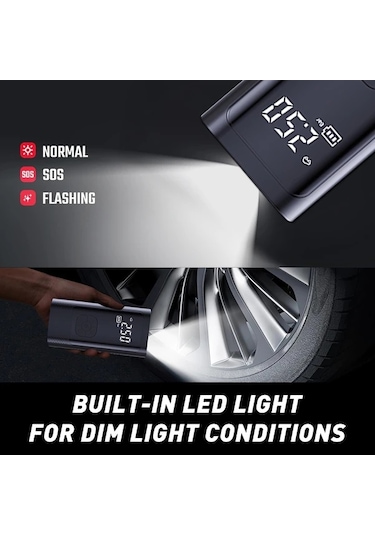 Willowhaven Jkuoo Elektrikli Mini Pompa 150psı Dijital Lcd Ekran Şişirme Aracı Siyah