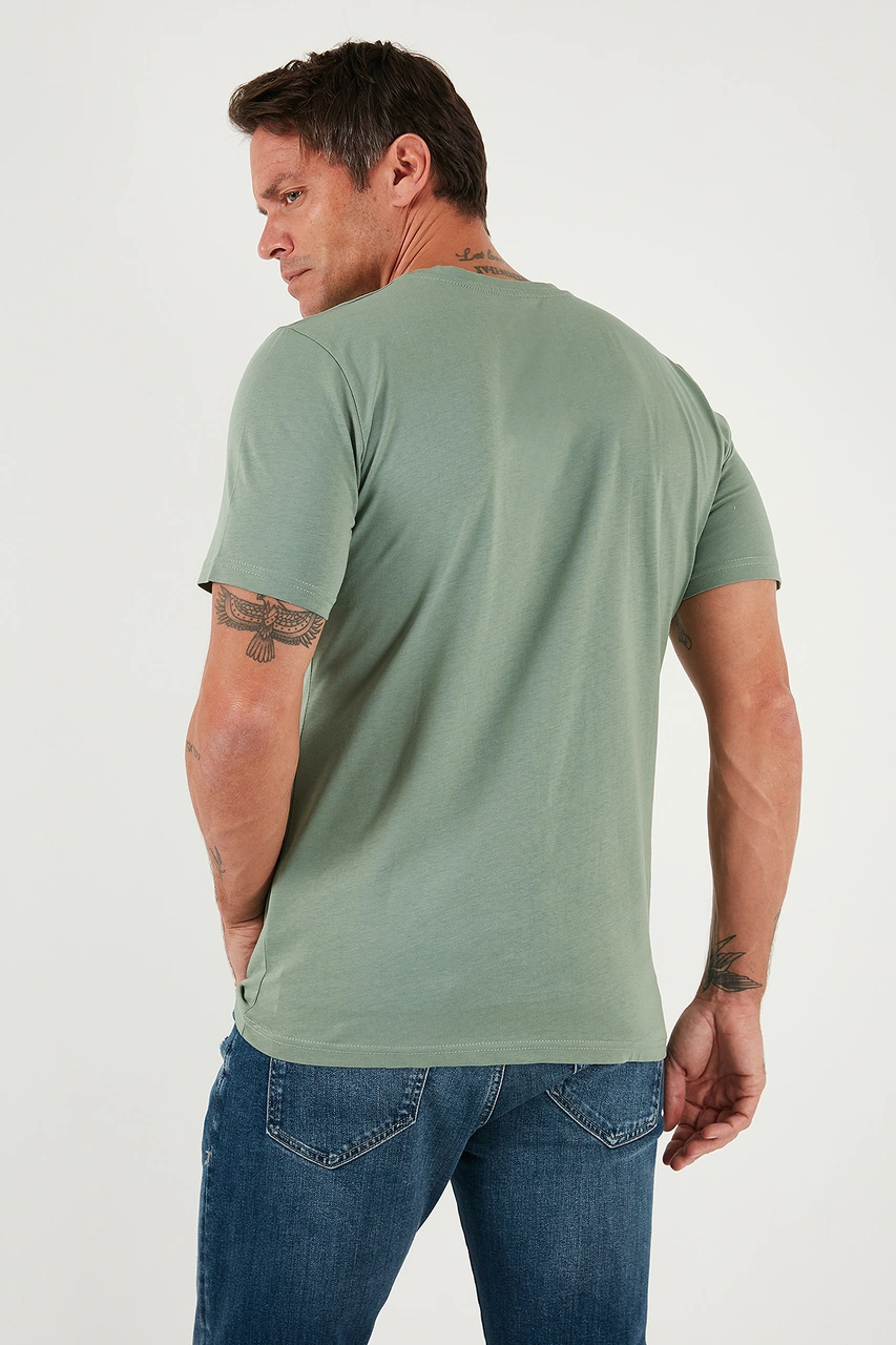 Buratti Yazı Detaylı Pamuklu Regular Fit Bisiklet Yaka Erkek T Shirt 59020203 Elma Yeşili