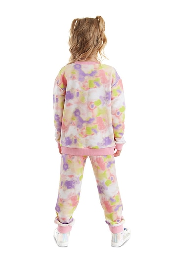 Denokids Mshb&g Unicorn Batik Desenli Pembe Yeşil Kız Çocuk Eşofman Takım Pembe - Yeşil