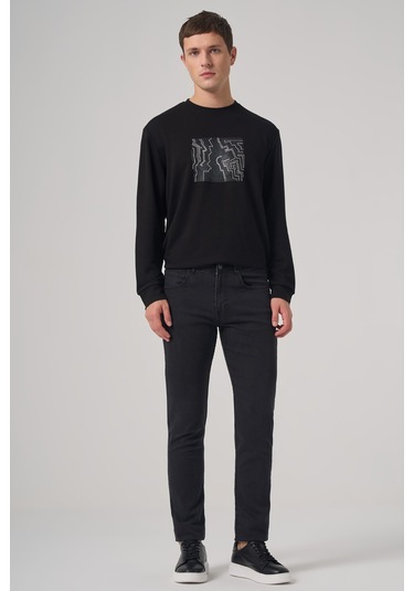 Erkek Siyah Denim 5 Cep Slim Fit Jean Kot Pantolon 25ms003044001 Siyah Siyah
