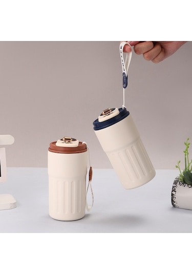 Pazly 316 Paslanmaz Çelik Araba Kahve Fincanı Termos Beyaz Beyaz