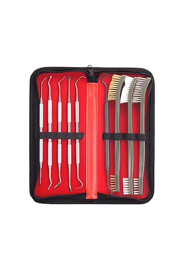 Vkemall Серебристый Чистка Труб Набор Инструментов С Футляром - 3 Двусторонних Щёток И 6 Зондов Для Труднодоступных Место