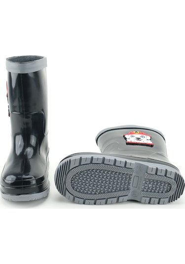 Gezer Erkek Çocuk Kışlık Pvc Su Gecirmez İçinde Harici Çıkarılabilir Çoraplı Yağmur Bot Çizme Siyah