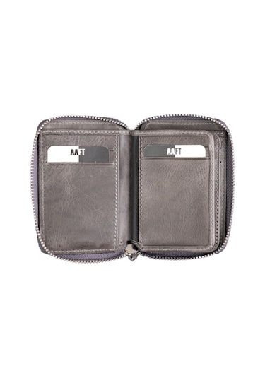 Mft Leather Hakiki Deri Unisex Fermuarlı Cüzdan Lotus 1616 Tiguan Antrasit