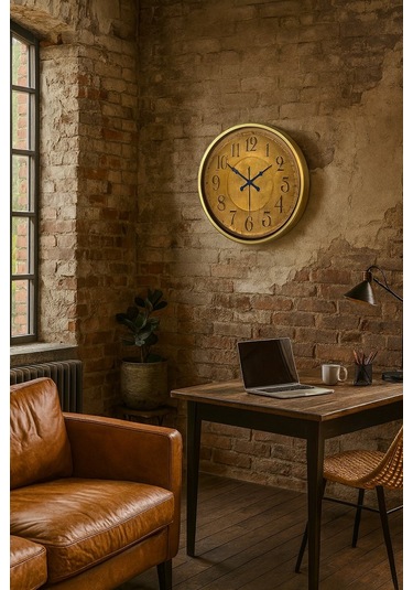 Büro Ev Ofis Hediyesi İçin 52cm Bronz Metal Retro Eskitme Duvar Saati Diğer