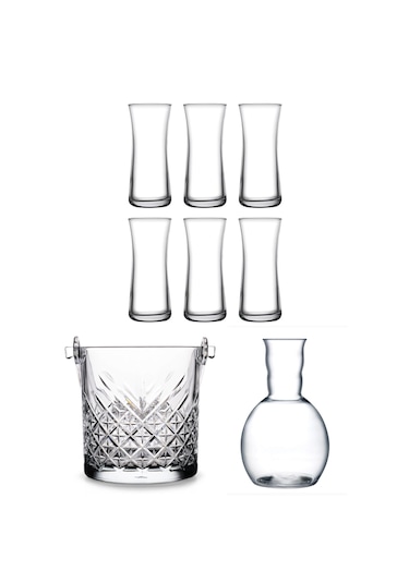 Paşabahçe Rakı Bardağı,nude Kristal Karaf Ve Timeless Buz Kovası