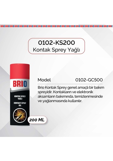 Brio Elektronik Kart Devre Kontak Yağlı Temizleyici Sprey 200 ML 2 Adet