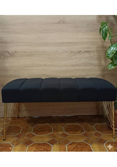 90x40 Cm Metal Ayaklı Puf Siyah