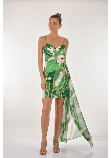 Explosion Straplez Midi Parti Elbisesi - Modern & Şık Yeşil